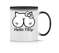 Moonai Hello Titty Tazza da Tè da Caffè in Ceramica Classica Magica Bianca Nera Rosa 330ml