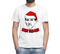 Moonai Nicolas Cage Christmas Holiday Party T-Shirt Bianco Classica da Uomo Girocollo Maniche Corte
