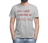 Moonai Now I Have A Machine Gun Ho Ho Ho T-Shirt Grigio Classica da Uomo Girocollo Maniche Corte 3X-Large