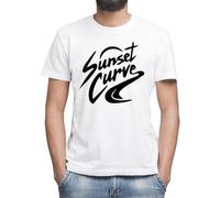 Moonai Sunset Curve White Logo T-Shirt Classica da Uomo Girocollo Maniche Corte Small