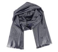 moonbow Stola Donna Cerimonia Brillante 90% Viscosa Blu marino - Sciarpa da Matrimonio Grande Fili d'argento Chic e Leggera - Maxi Foulard Lungo e Rettangolare 210cm x 100cm - Originale e Elegante