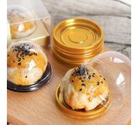 Mooncake - Confezione da 50 scatole rotonde trasparenti per tuorlo d'uovo, ideali per matrimoni ed eventi speciali (nero)