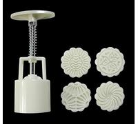 Mooncake Mold Set di stampi for mooncake con pressa manuale, 4 pezzi, timbri for biscotti, 50 g e 100, bianchi(B,50g)