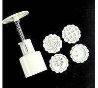 Mooncake Mold Set di stampi for mooncake con pressa manuale, 4 pezzi, timbri for biscotti, 50 g e 100, bianchi(A,50g)