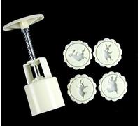 Mooncake Mold Set di stampi for mooncake con pressa manuale, 4 pezzi, timbri for biscotti, 50 g e 100, bianchi(C,50g)