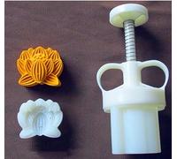 Mooncake Mold Stampo for biscotti Mooncake a forma di coniglio con sacchetto portafortuna a fiore 3D, bianco, 30 g/50 g(D,50g)