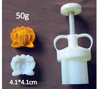 Mooncake Mold Stampo for biscotti Mooncake a forma di coniglio con sacchetto portafortuna a fiore 3D, bianco, 30 g/50 g(D,30g)
