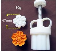 Mooncake Mold Stampo for biscotti Mooncake a forma di coniglio con sacchetto portafortuna a fiore 3D, bianco, 30 g/50 g(C,30g)