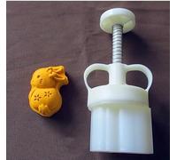 Mooncake Mold Stampo for biscotti Mooncake a forma di coniglio con sacchetto portafortuna a fiore 3D, bianco, 30 g/50 g(F,50g)