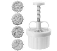 Mooncake Mould with 4PCS Large 150g Stamps Thickness Adjustable Moon Cake Mold Hand Press Cookie Press for Mooncake Making for Autumn Festival Decoration