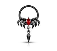 Mooncrush Jewelry Gotico Spider ciondola Septum Anello 16G Halloween Septum Naso Anelli Nero/Argento Daith Helix Orecchini per Donne Uomini Daith Piercing Gioielli In Acciaio Inox, Zirconia cubica