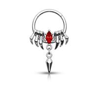 Mooncrush Jewelry Gotico Spider ciondola Septum Anello 16G Halloween Septum Naso Anelli Nero/Argento Daith Helix Orecchini per Donne Uomini Daith Piercing Gioielli In Acciaio Inox, Zirconia cubica