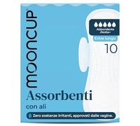 Mooncup Assorbenti Maxi/Notte+ con ali, cotone biologico ultra morbido, 10 assorbenti