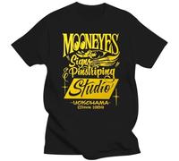 Mooneyes Moon Equipped Speed Signs Pinstriping Studio T-Shirt Racing Style Black XL