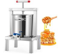 Moongiantgo 10l Pressa Manuale per Miele, Torchio per Frutta E Vino in Acciaio Inossidabile Con Manico a T, Completamente Chiuso, Multipla Filtrazione, Per Miele, Succo, Vino, Sidro, Apicoltura (10L)