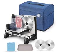 Moongiantgo Affettatrice Elettrica da Casa, Affettatrice Professionale con Blocco di Sicurezza, Spessore Regolabile 0-18mm, 2x Lama in Acciaio Inox da 19cm per Carne/Pane/Formaggio/Verdura (200W)