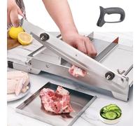 Moongiantgo Affettatrice Manuale per Carni Congelate Taglia carne Ossa Manuale Affettatrice per Costolette in Acciaio Inox, Spessore Regolabile 0-15mm per Pesce Pollo Manzo Surgelata Verdure (KD0288)