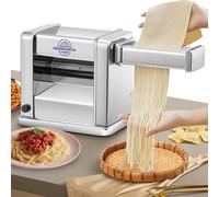 Moongiantgo Macchina per la Pasta Elettrica Tira Sfoglia Acciaio Inossidabile con 3 Lame da 2mm/4mm/6.5mm per Spaghetti, Fettuccine, Ravioli, 7 Grado di Spessore Regolabile per Uso Domestico (3Lame)