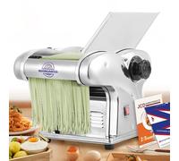 Moongiantgo Macchina per la Pasta Fresca Elettrica Tirapasta Elettrico Acciaio Inox con Lame da 1,5mm, 4mm e 9mm, 9 Grado di Spessore Regolabile 0,3-3mm per Fettuccine, Tagliolini, Spaghetti, Ravioli