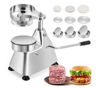 Moongiantgo Pressa per Hamburger Commerciale, 3-in-1 Hamburgatrice, Macchina per Hamburger Pressa in Acciaio Inox con 3 Vassoi di Dimensioni 4/5/6" & 1500 Pezzi di Carta per Hamburger (10/13/15CM)