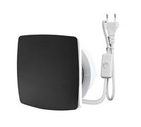 Moonjor Ventilatore di scarico da cucina, 100 mm, estrattore nero, con interruttore a bottone, valvola di ritorno, cavo di alimentazione UE da 1 m, per bagno e WC