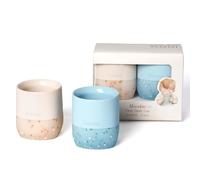 Moonkie Bicchiere Bambini, 2 Pezzi Bicchiere Neonato Silicone, Tazza Bambino 4 Mesi+, Svezzamento Neonati, Base Ponderata, senza BPA, con Indicazioni di Capacità, per Lavastoviglie, 2oz(Etere/Avorio)