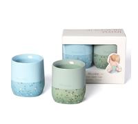 Moonkie Bicchiere Bambini, 2 Pezzi Bicchiere Neonato Silicone, Tazza Bambino 4 Mesi+, Svezzamento Neonati, Base Ponderata, senza BPA, con Indicazioni di Capacità, per Lavastoviglie, 2oz(Etere/Menta)