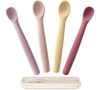 Moonkie Cucchiaino Silicone Neonato, 4 Pezzi Posate Svezzamento, Punta Morbida Per Le Prime Pappe, Ideale Per Autoalimentazione E Baby-Led Weaning