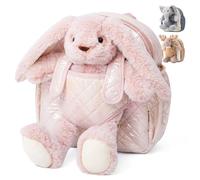 Moonkie Hug & Go™ Zainetto Bambina, Zaino Bambino Coniglio con Giochi Rimovibile, Zainetto Asilo Bambino 1 2 3 Anni, Zaini per Bambini in Peluche Morbide, per Asilo, Viaggio & Regali Bambini
