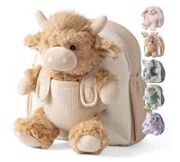 Moonkie Hug & Go Zainetto Bambina, Zaino Bambino Highland Cow con Giochi Rimovibile, Zainetto Asilo Bambino 1 2 3 Anni, Zaini per Bambini in Peluche Morbide, per Asilo, Viaggio & Regali Bambini