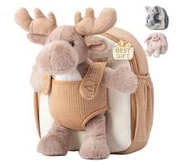 Moonkie Hug & Go™ Zainetto Bambina, Zaino Bambino Renna con Giochi Rimovibile, Zainetto Asilo Bambino 1 2 3 Anni, Zaini per Bambini in Peluche Morbide, con Cinturine Regolabili, Regali Bambini