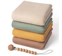Moonkie Mussole Neonato, Swaddle Neonato120x120cm, Coperta Neonato, Mussole Bamboo & Cotone, Copertina Neonata, Super Morbido & Traspirante, Certificato OKEO-TEX，4 Pezzi
