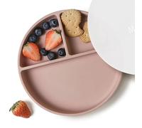 Moonkie Piatti a ventosa per bambini e ragazzi | Piatti divisi in silicone senza BPA con coperchio | Sicuri per microonde e lavastoviglie - 1 confezione (Blush)