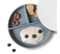 Moonkie Piatti a ventosa per bambini e ragazzi | Piatti divisi in silicone senza BPA con coperchio | Sicuri per microonde e lavastoviglie - 1 confezione (Ether)