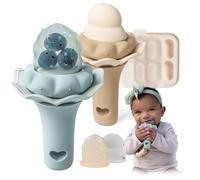 Moonkie succhietto per bambini con vassoio per congelatore, 2 pezzi, per 4 mesi in su, sacchetti di due dimensioni, manico con sonaglio, silicone senza BPA