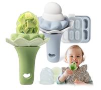 Moonkie succhietto per bambini con vassoio per congelatore, 2 pezzi, per 4 mesi in su, sacchetti di due dimensioni, manico con sonaglio, silicone senza BPA