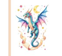 Moonlight Dragon Composition Notebook: Wide Ruled | Colorful Fantasy Dragon with Stars & Moon | Writing Journal for School, Notes, or Creative Ideas