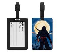 Moonlight - Etichette per bagagli Ninja in stile acquerello per valigie, etichette personalizzate per borse da viaggio con copertura per la privacy, in TPU, etichette identificative per valigie