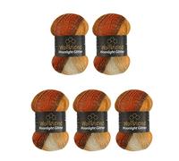 Moonlight Glitter Batik Simli, 5 gomitoli di lana da 100 g, 500 g, per lavorare a maglia e all'uncinetto, 20% lana metallica, lana turca, sfumata di colore (2800 marrone, terracotta, beige)