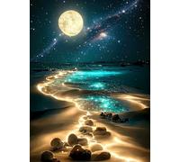 Moonlight Jigsaw Puzzle da 1000 pezzi per adulti, paesaggio luminoso sulla spiaggia al chiaro di luna, puzzle per adulti, 1000 pezzi, impossible classico come regalo e decorazione (70 × 50 cm)
