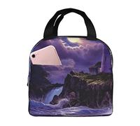 Moonlight Lighthouse Borsa per il pranzo con stampa di faro per donne e uomini, borsa termica termica per il pranzo Bento borsa riutilizzabile per infermieri insegnanti