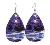 Moonlight Lighthouse Holiday Orecchini da donna, orecchini pendenti a forma di stella, gioielli chic pendenti per celebrazioni, One Size, Pelle