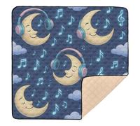 Moonlight - Tappetino da gioco per bambini con motivo musicale grande, antiscivolo, per interni ed esterni, impermeabile, imbottito, per neonati e bambini, 127 x 127 cm