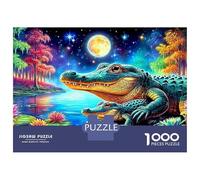 Moonlit Alligators 1000 Pezzi Puzzle Creativo Regali Di Festa Crocodile Under The Moonlight Puzzle Stimolare La Creatività Per Regali 70x50cm/1000pcs