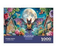 Moonlit Bat Garden 1000 Pezzi The Magical Cabin of Bats Under The Full Moon Puzzle Giocattoli Puzzle Per Gioco Familiare Decorazione Per La Casa Per Adulti E Ragazzi Romantico Regalo Per 52x38cm/1000p