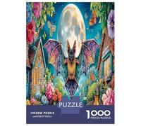 Moonlit Bat Garden 1000 Pezzi The Magical Cabin of Bats Under The Full Moon Puzzle Giocattoli Puzzle Per Gioco Familiare Decorazione Della Famiglia Adulti Regalo Per Amico 38x26cm/1000pcs