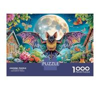 Moonlit Bat Garden Puzzle 1000 Pezzi Bats Under The Moonlight Puzzle in Carta Ecologica Di Alta Qualità, Gioco Rilassante E Stimolante Per Adulti E Famiglia 70x50cm/1000pcs