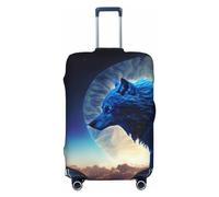 Moonlit Blue Wolf - Copribagagli da viaggio elastico, 45-81 cm, Nero , S