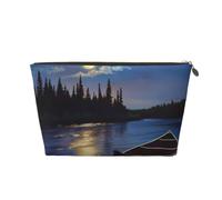 Moonlit Canoa Allagash River Borsa per cosmetici da viaggio con cerniera dorata, organizer per cosmetici, trousse per cosmetici, per donne, mamme e ragazze, Oro, One Size, Beauty case