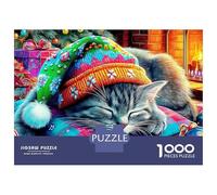 Moonlit Cat Garden 1000 Pezzi Puzzle Divertente Intrattenimento Creativo Christmas Cat with Hat Puzzle Stimolare La Creatività Per Bambini E Adulti 52x38cm/1000pcs
